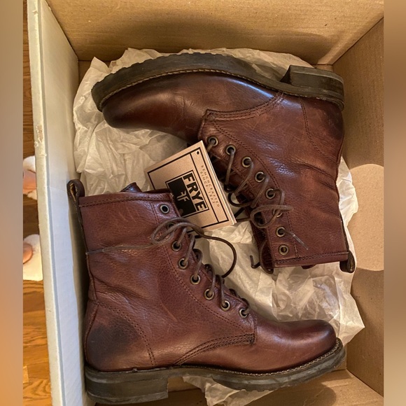 Frye Veronica combat leather boots, brown, size 5,5 - Picture 6 of 7